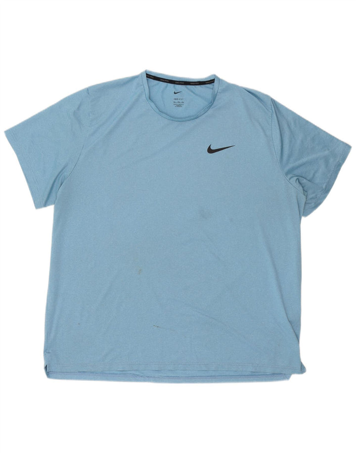 Nike Herre Dri Fit T-Shirt Top 2XL Blå Polyester