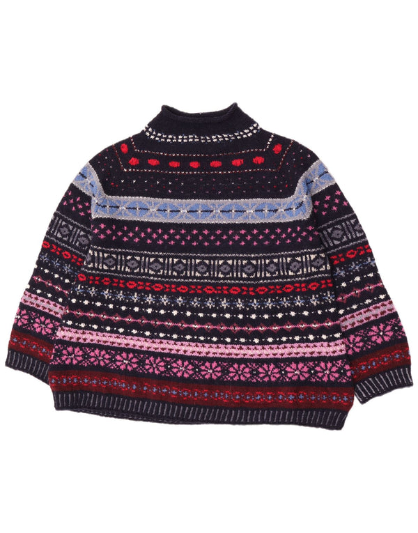 Vintage Dame Turtle Neck Jumper Sweater UK 18 XL Flerfarvet Retro
