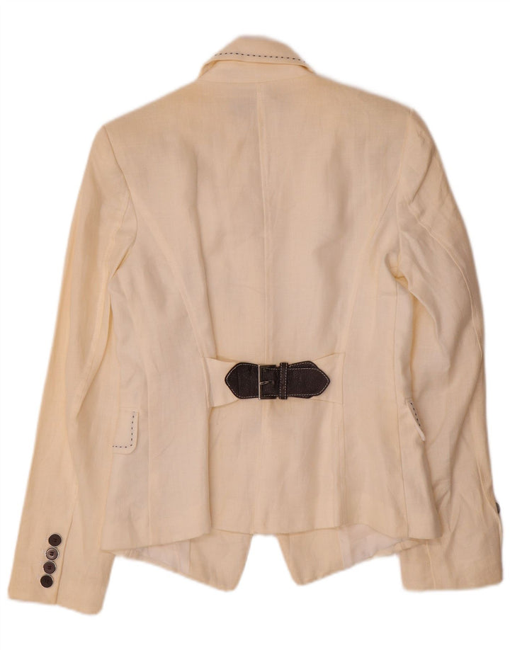 Zara Dame 1 Knap Blazer Jacket UK 12 Medium White Polyester