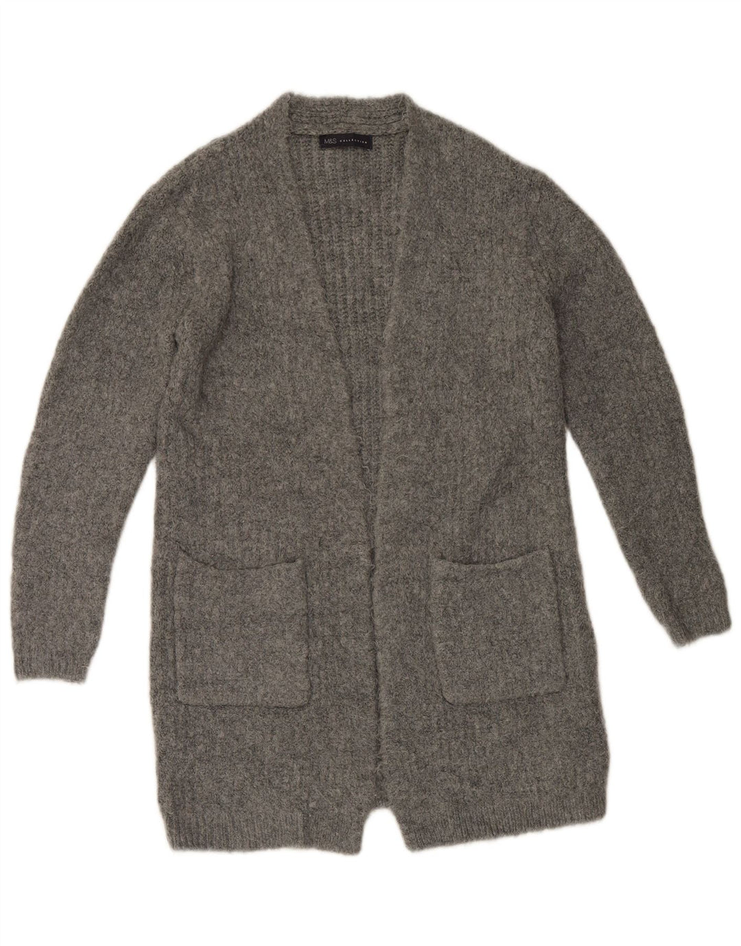 Marks & Spencer Dame Longline Åben Cardigan Sweater UK 10 Small Grey