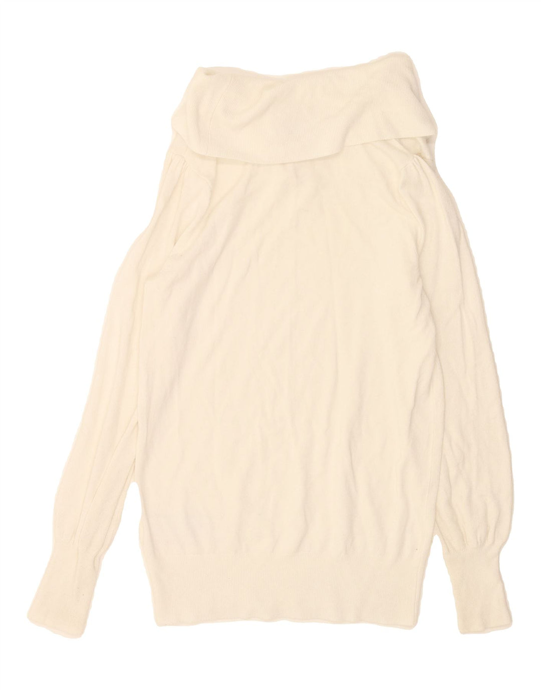 MARKS & SPENCER Womens Crop Roll Neck Jumper Sweater UK 10 Small White Vintage Marks & Spencer and Second-Hand Marks & Spencer from Messina Hembry 