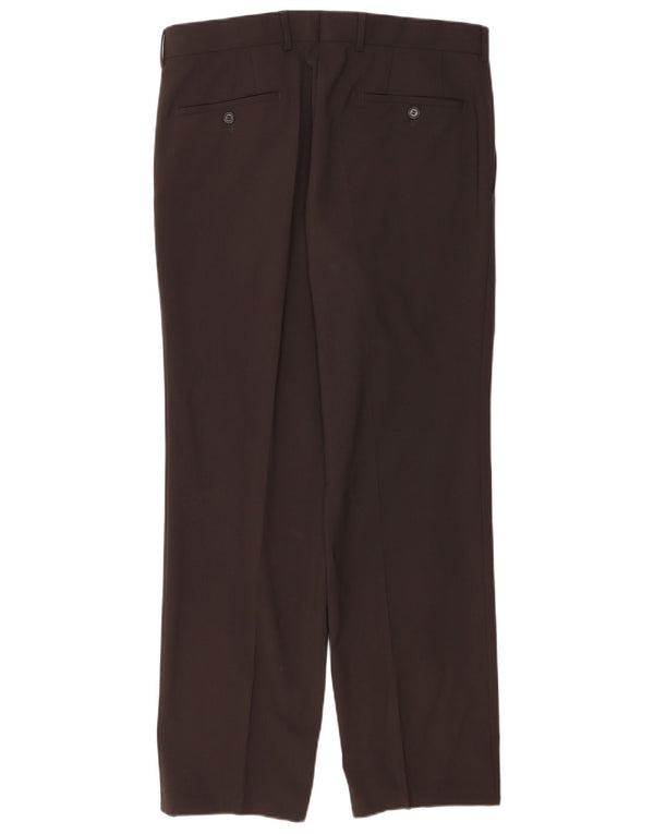 Hugo Boss Mens Straight Suit Trousers IT 50 Large W34 L32 Brown Virgin Wool