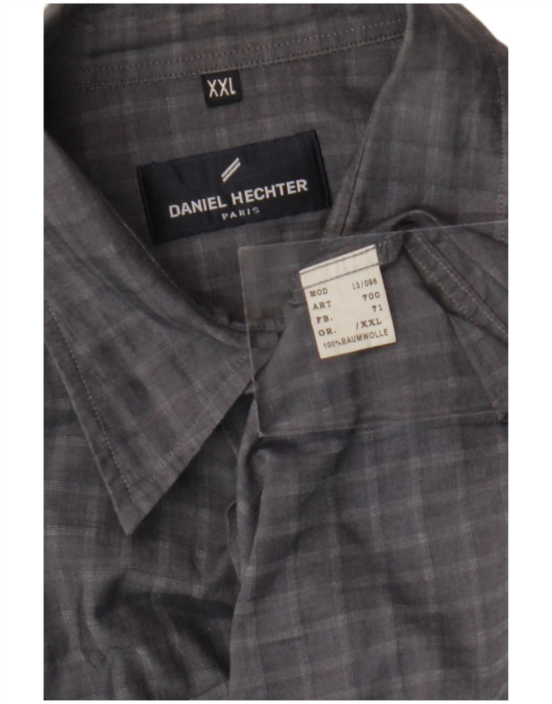 DANIEL HECHTER Herreskjorte 2XL Grå ternet bomuld