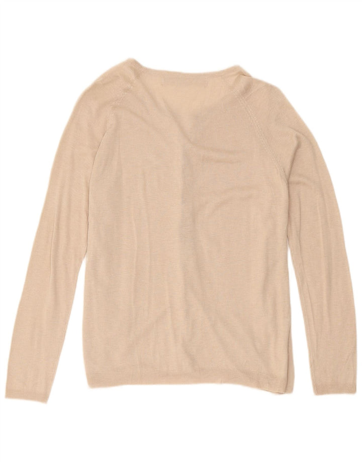 Zara Dame Langærmet Cardigan Top UK 12 Medium Beige