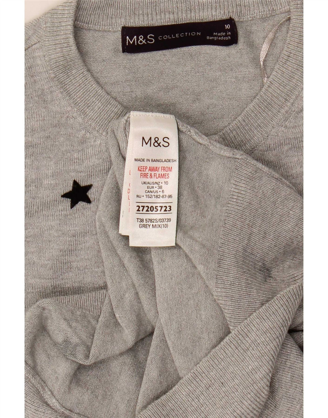 Marks & Spencer Dame Crop Cardigan Sweater UK 10 Small Grey