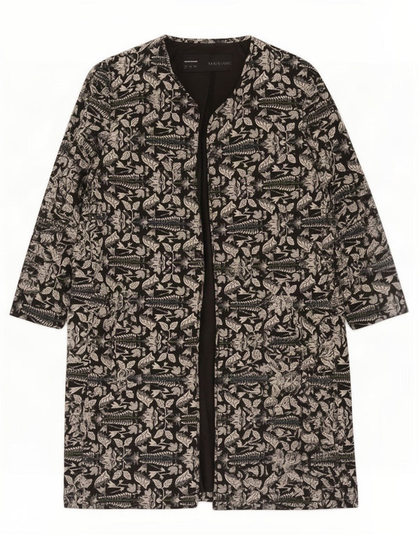 Zara Dame 3/4 ærmet åben overfrakke UK 14 Medium Black Floral