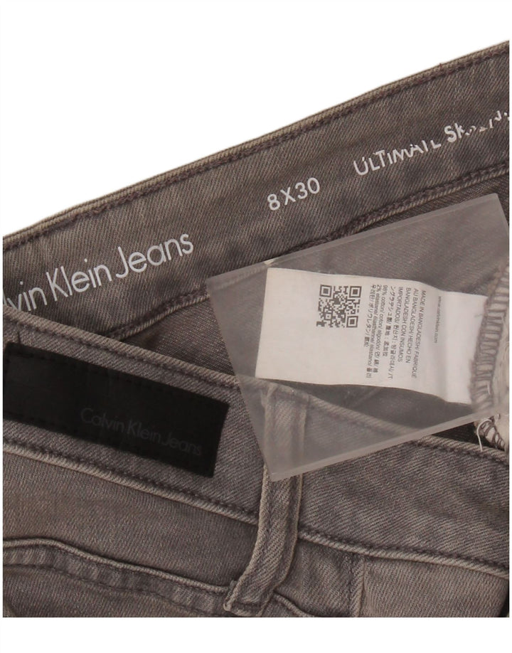CALVIN KLEIN Dame Skinny Jeans US 8 Medium W30 L30 Grå Bomuld