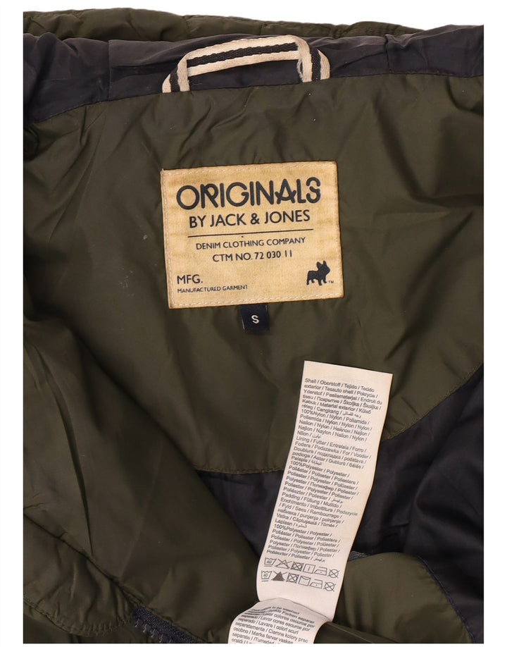 Jack & Jones Herre hættepolstret jakke UK 36 Small Khaki Nylon