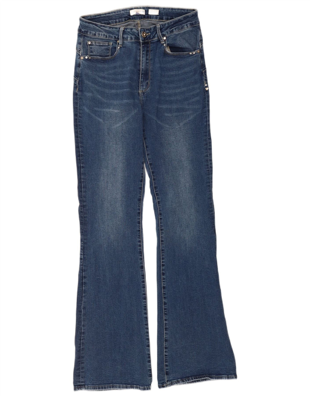 Sandro Ferrone Dame Flared Jeans IT 44 Medium W26 L32 Blå Bomuld
