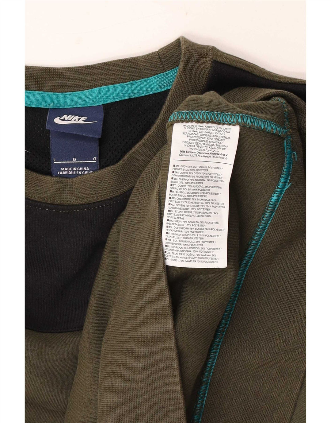 Nike Sweatshirt Jumper til mænd Large Khaki Colourblock Bomuld