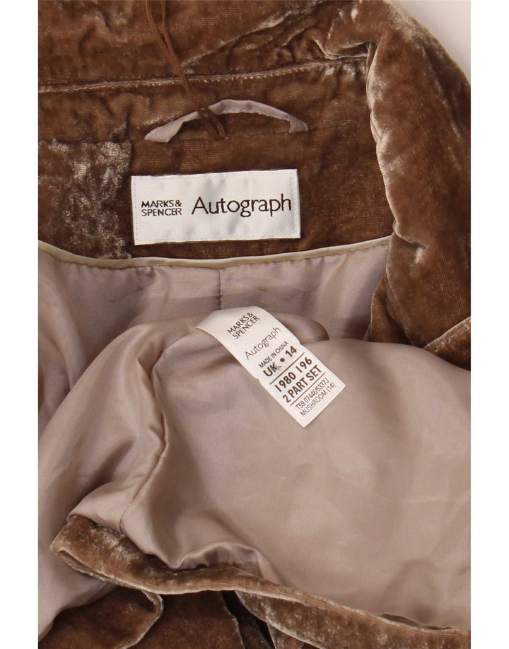 Marks & Spencer Dame Autograph Velvet Blazer Jacket UK 14 Medium Brown