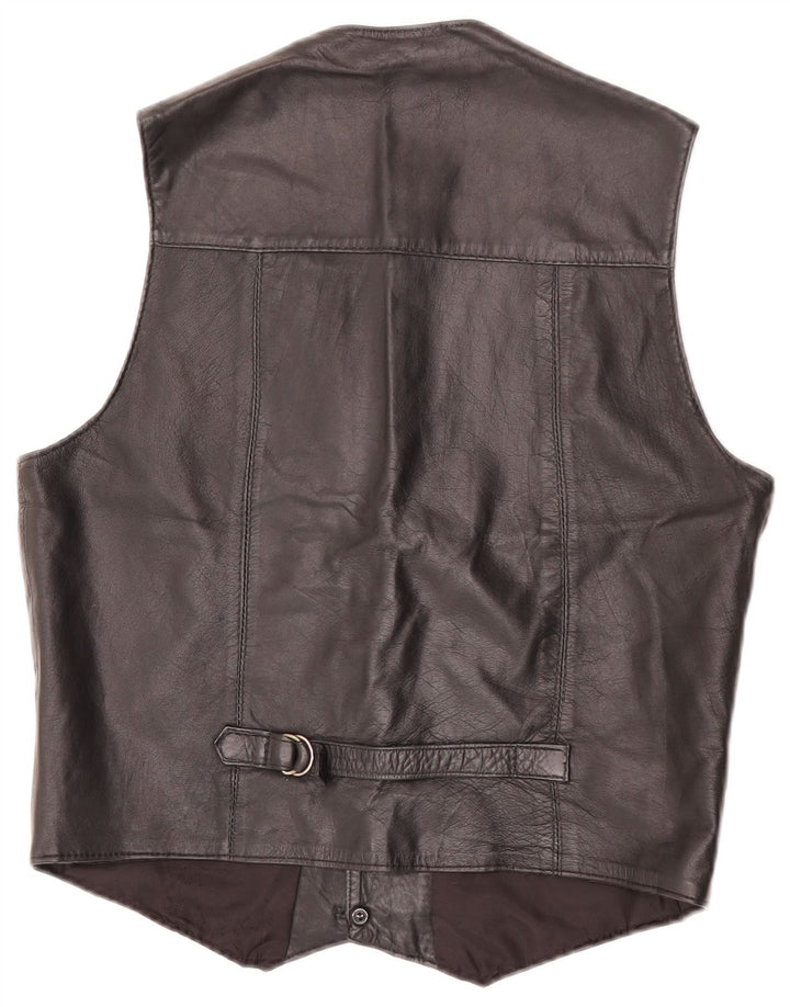 Vintage lædervest til kvinder UK 12 Medium Black