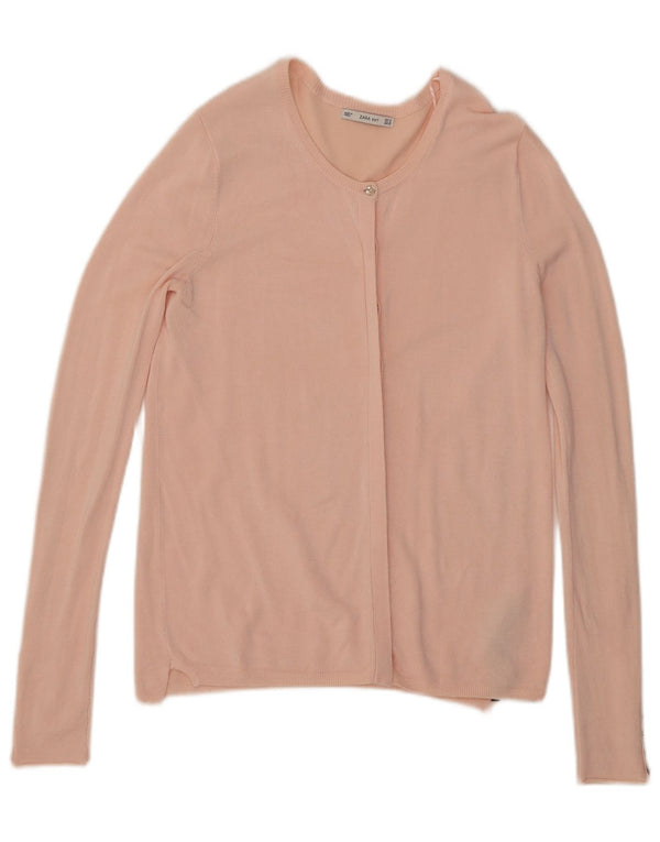 Zara Dame Cardigan Sweater UK 12 Medium Pink Viscose