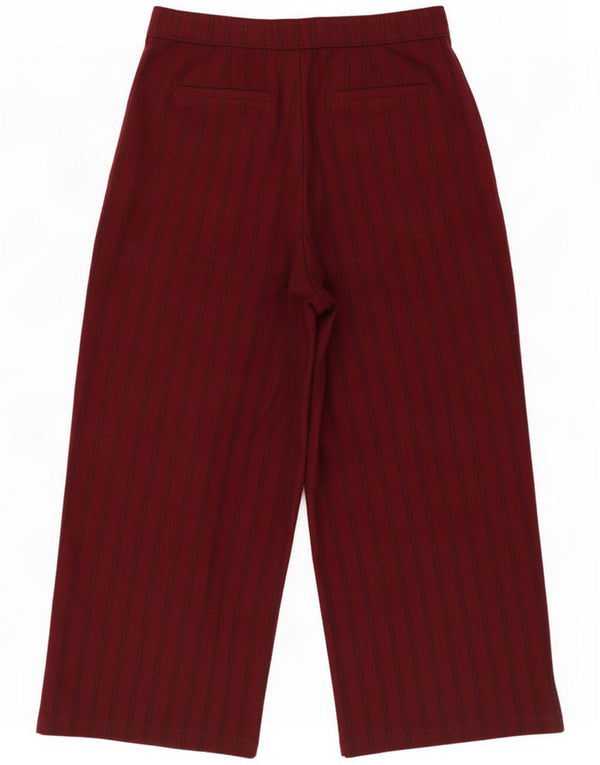 Hollister Womens High Waist Cropped Trousers XL W36 L22 Burgundy Pinstripe