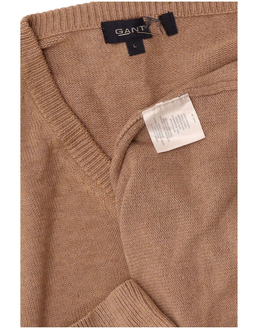 Gant Herre V-hals sweater Stor brun bomuld