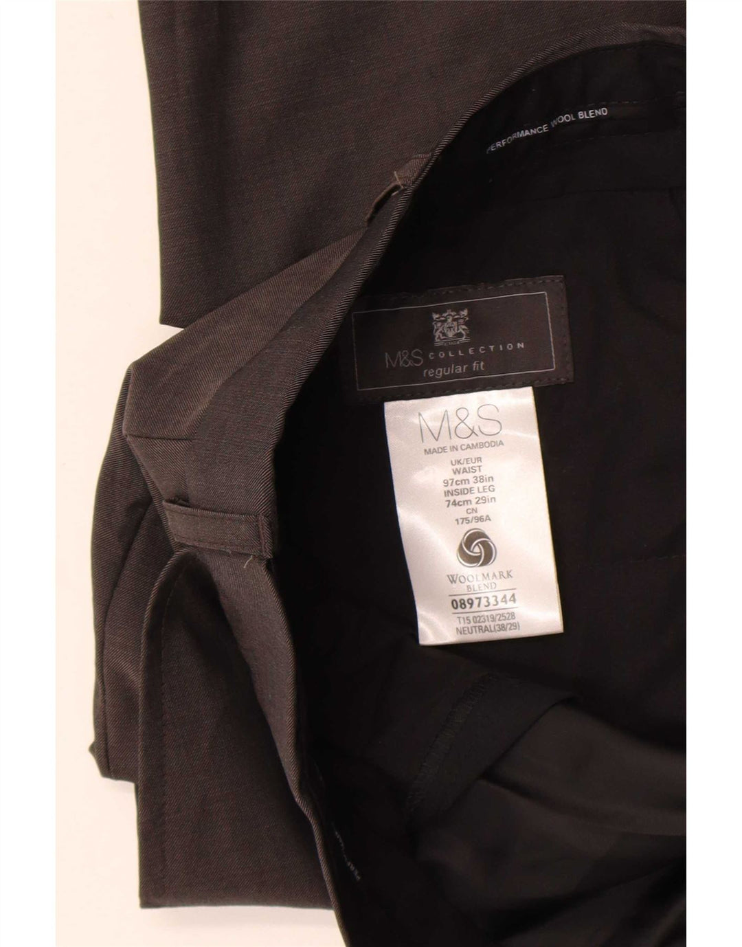 Marks & Spencer Herre Regular Fit Suit Bukser W36 L29 Brun Uld