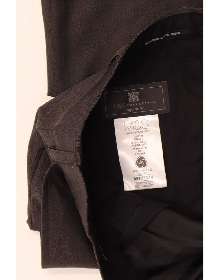 Marks & Spencer Herre Regular Fit Suit Bukser W36 L29 Brun Uld