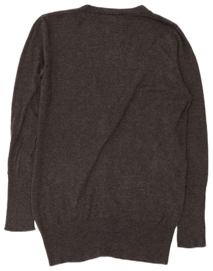 Zara Dame Cardigan Sweater UK 14 Stor Grå Rayon