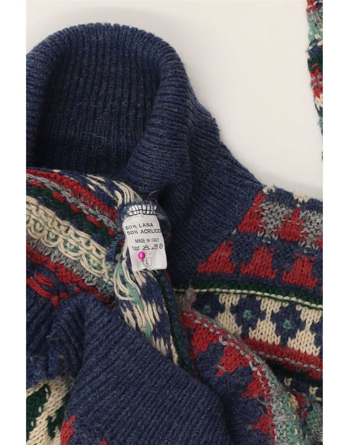 Vintage Herre rullehals sweater stor flerfarvet Fair Isle uld