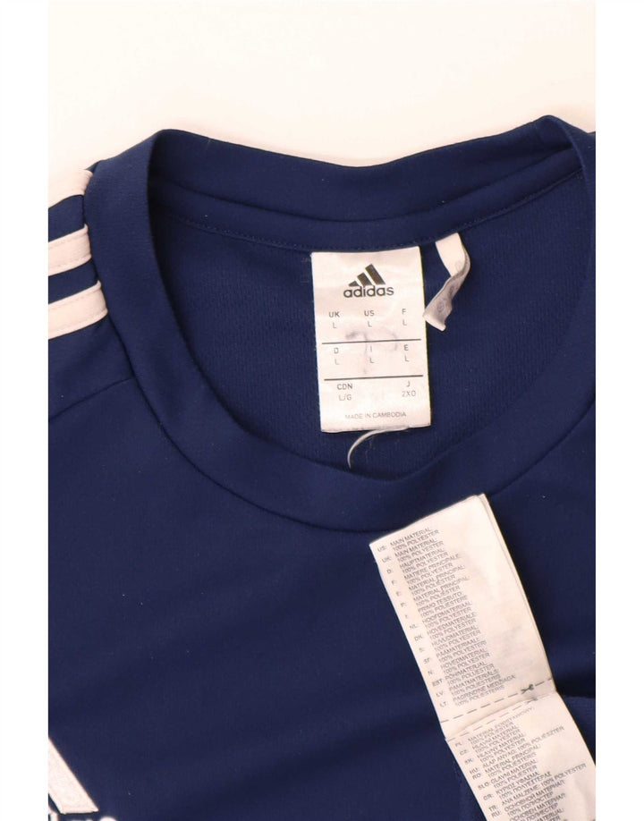 Adidas Herre Climalite T-Shirt Top Stor Marineblå Colourblock Polyester