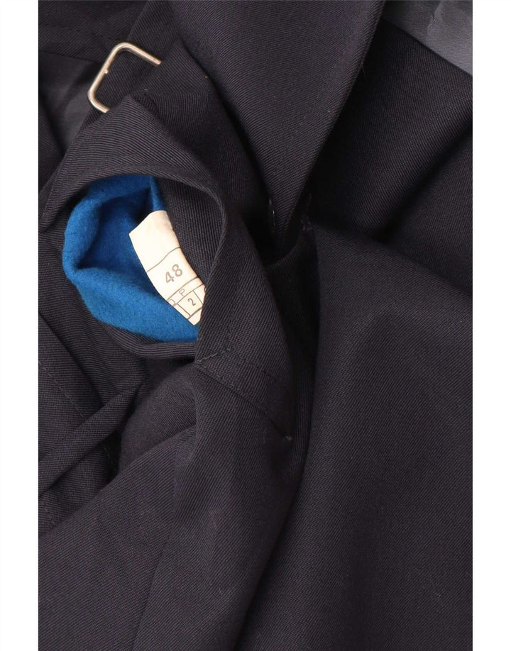 Vintage dobbeltradet trenchcoat til mænd IT 48 Medium Navy Blue