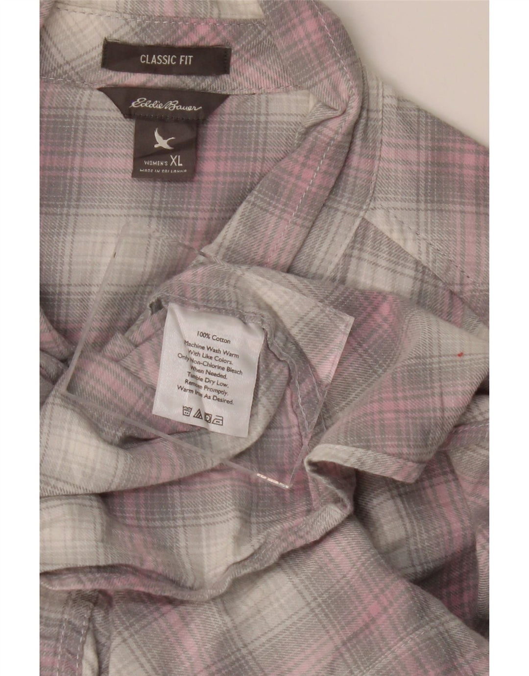 EDDIE BAUER Womens Classic Fit Flannel Shirt UK 18 XL Grey Check Vintage Eddie Bauer and Second-Hand Eddie Bauer from Messina Hembry 