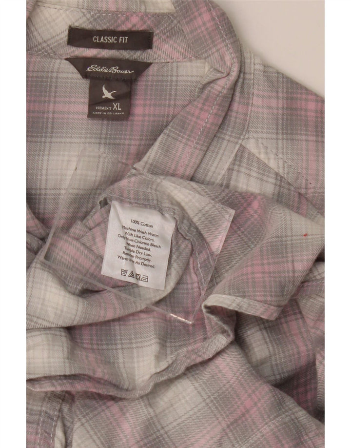 EDDIE BAUER Womens Classic Fit Flannel Shirt UK 18 XL Grey Check Vintage Eddie Bauer and Second-Hand Eddie Bauer from Messina Hembry 