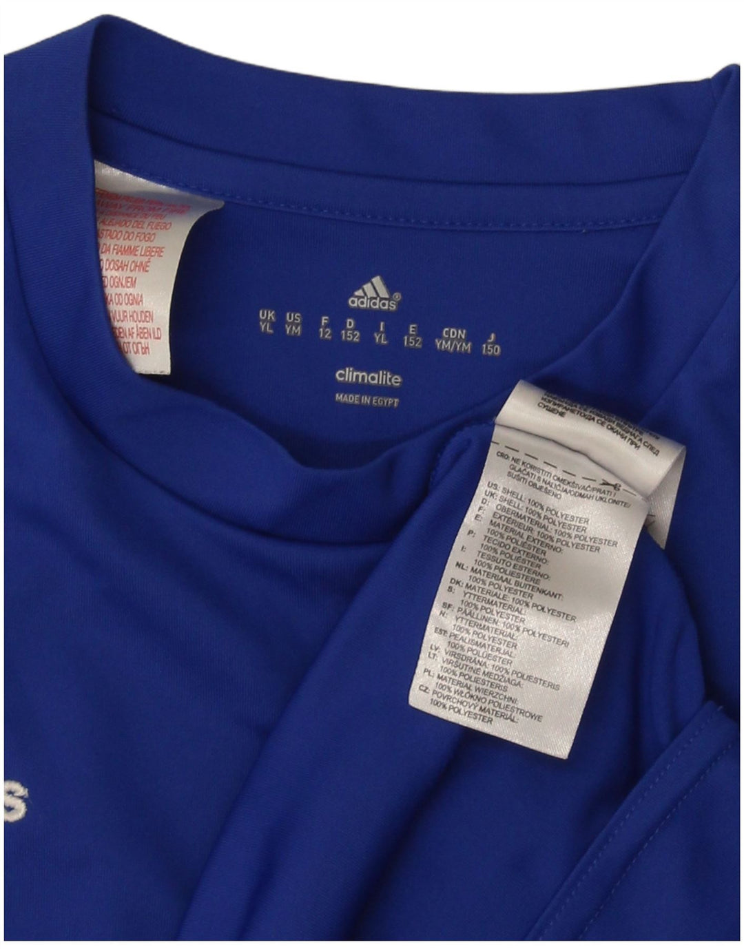 Adidas Boys Climalite T-Shirt Top 11-12 År Stor Blå Polyester