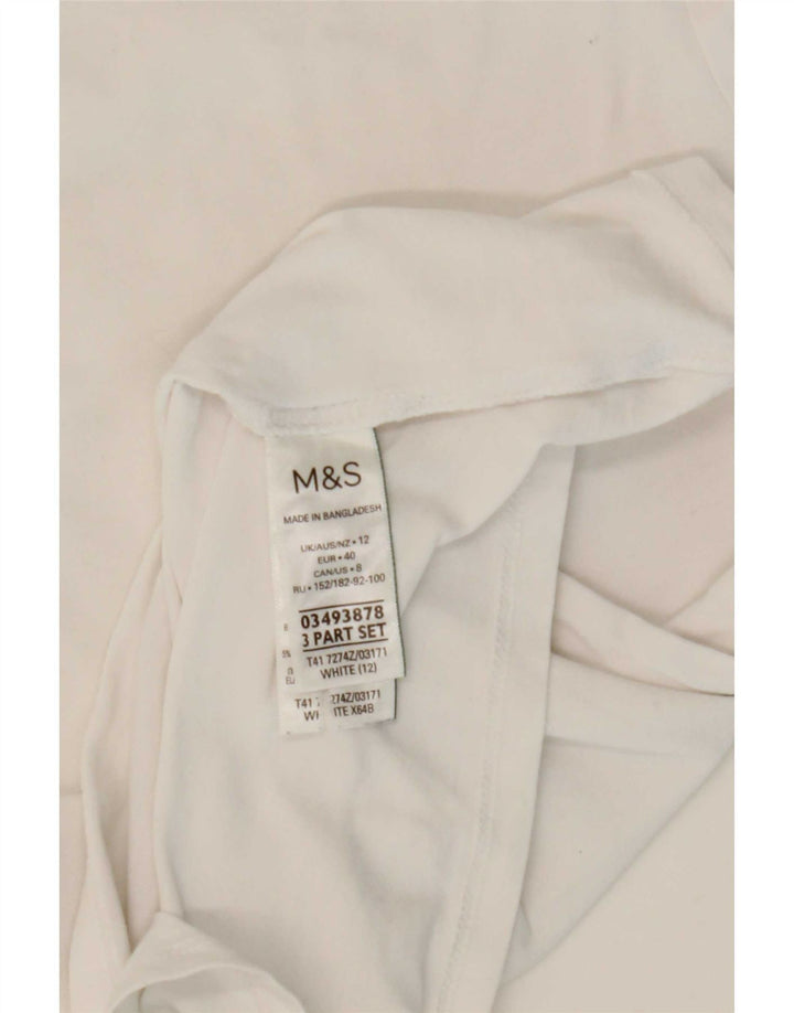 Marks & Spencer Dametop Langærmet UK 12 Medium Hvid Bomuld