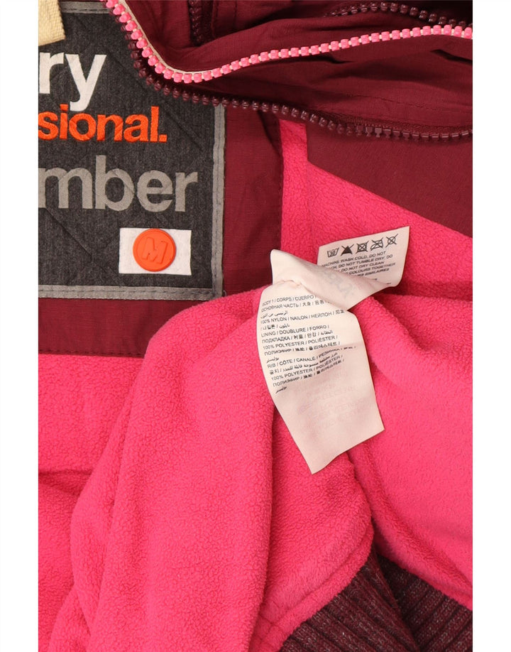 Superdry Bomberjakke med hætte til kvinder UK 14 Medium Burgundy Polyester