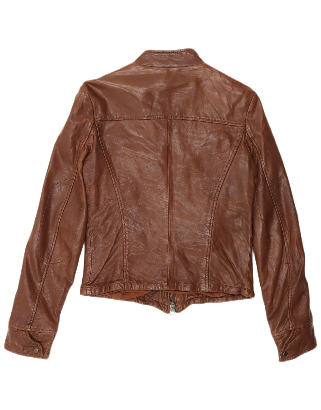 Zara dame bikerjakke i læder UK 12 medium brun