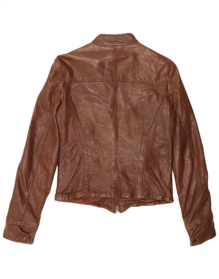 Zara dame bikerjakke i læder UK 12 medium brun