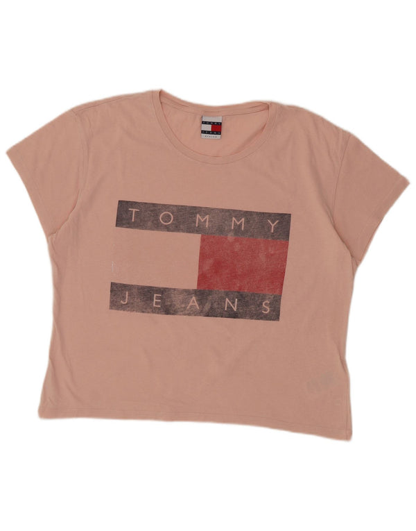 Tommy Hilfiger Dame Loose Fit Grafisk T-Shirt Top UK 14 Medium Pink