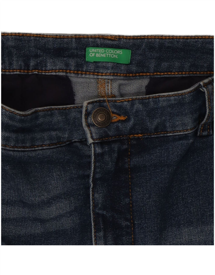 Benetton Dame lavtaljet denimnederdel W34 Large Blue