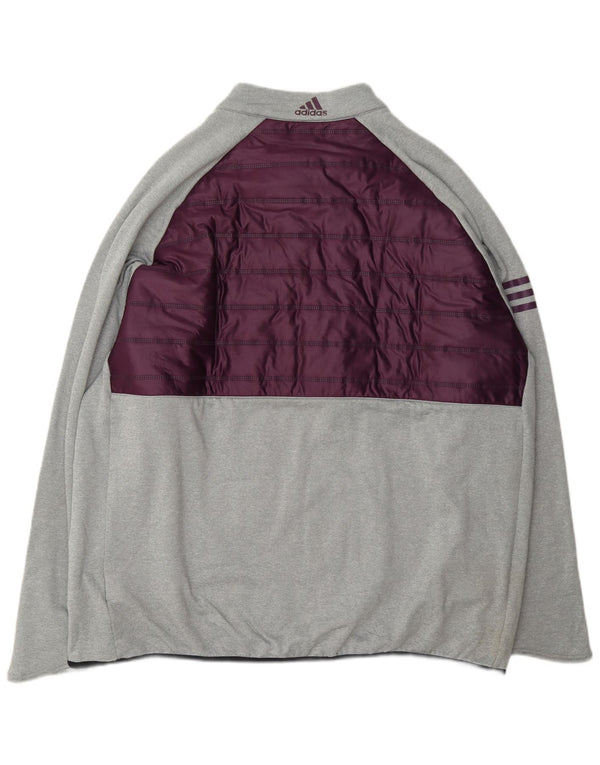 Adidas Herre Zip Neck Pullover Træningsdragt Top 2XL Grå Colourblock Polyester