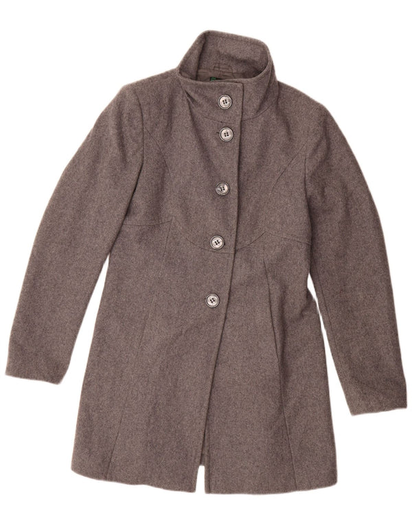 Benetton Dame Overfrakke UK 12 Medium Grey Uld
