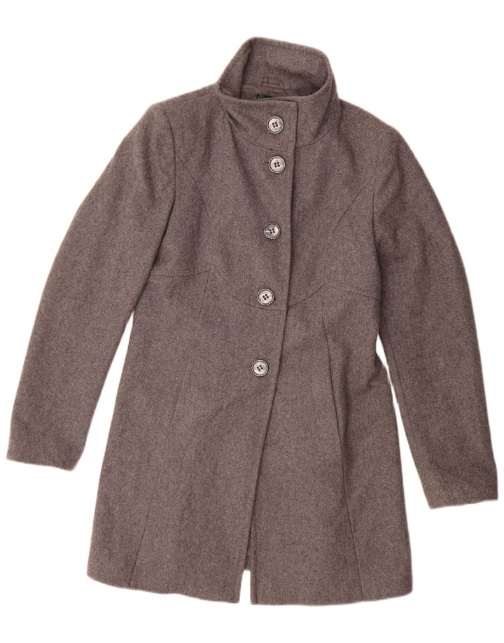 Benetton Dame Overfrakke UK 12 Medium Grey Uld
