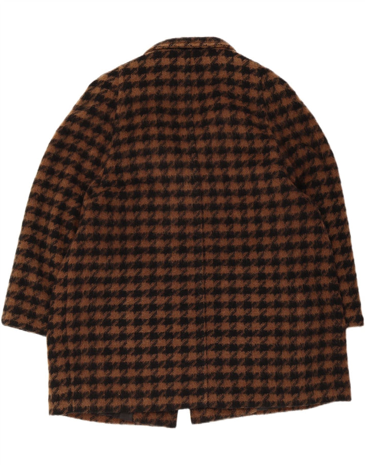 ELENA MIRO Oversize overfrakke til kvinder IT 43 Medium Brown Houndstooth Retro