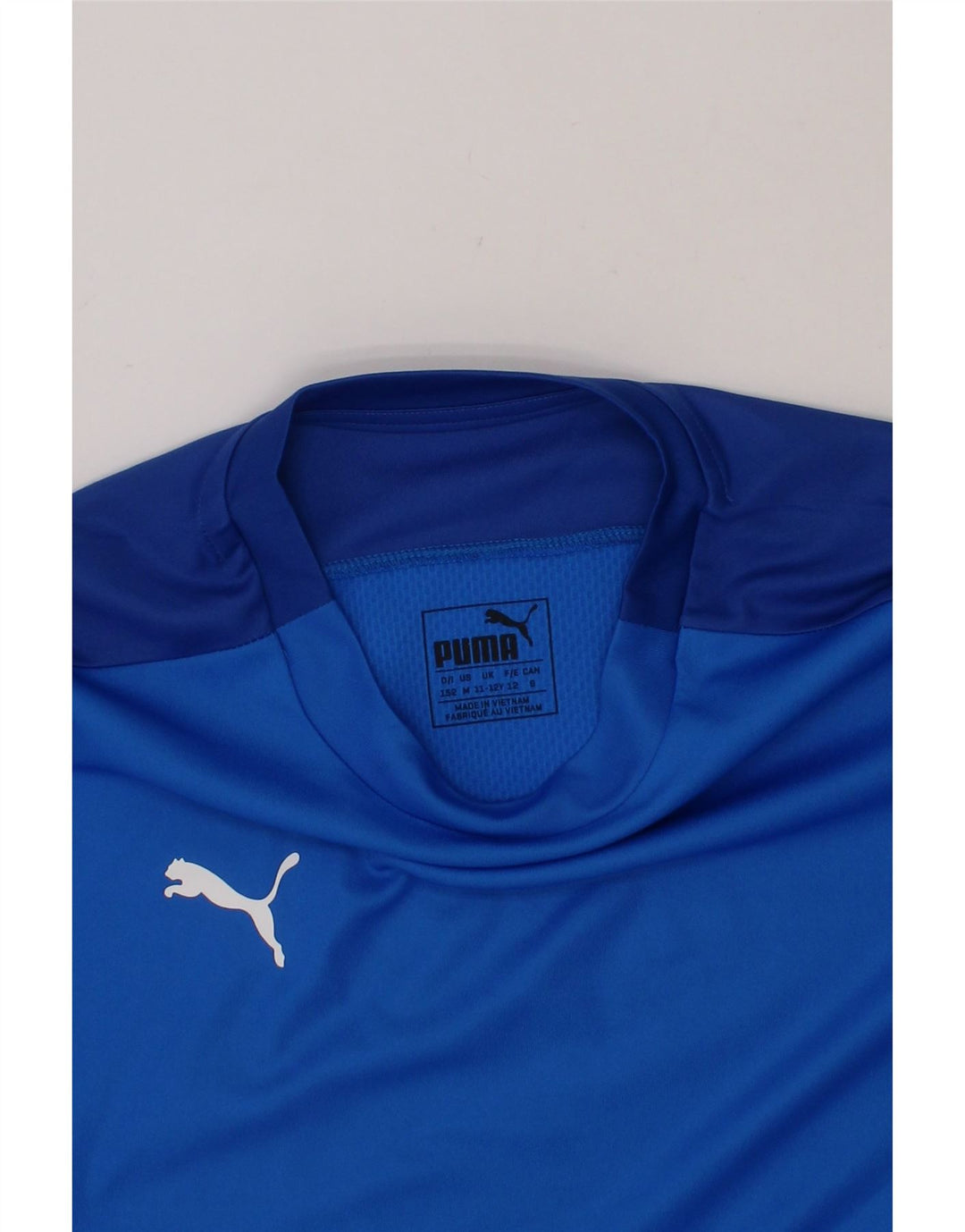 PUMA Boys T-Shirt Top 11-12 Years Blue Colourblock Polyester Vintage Puma and Second-Hand Puma from Messina Hembry 