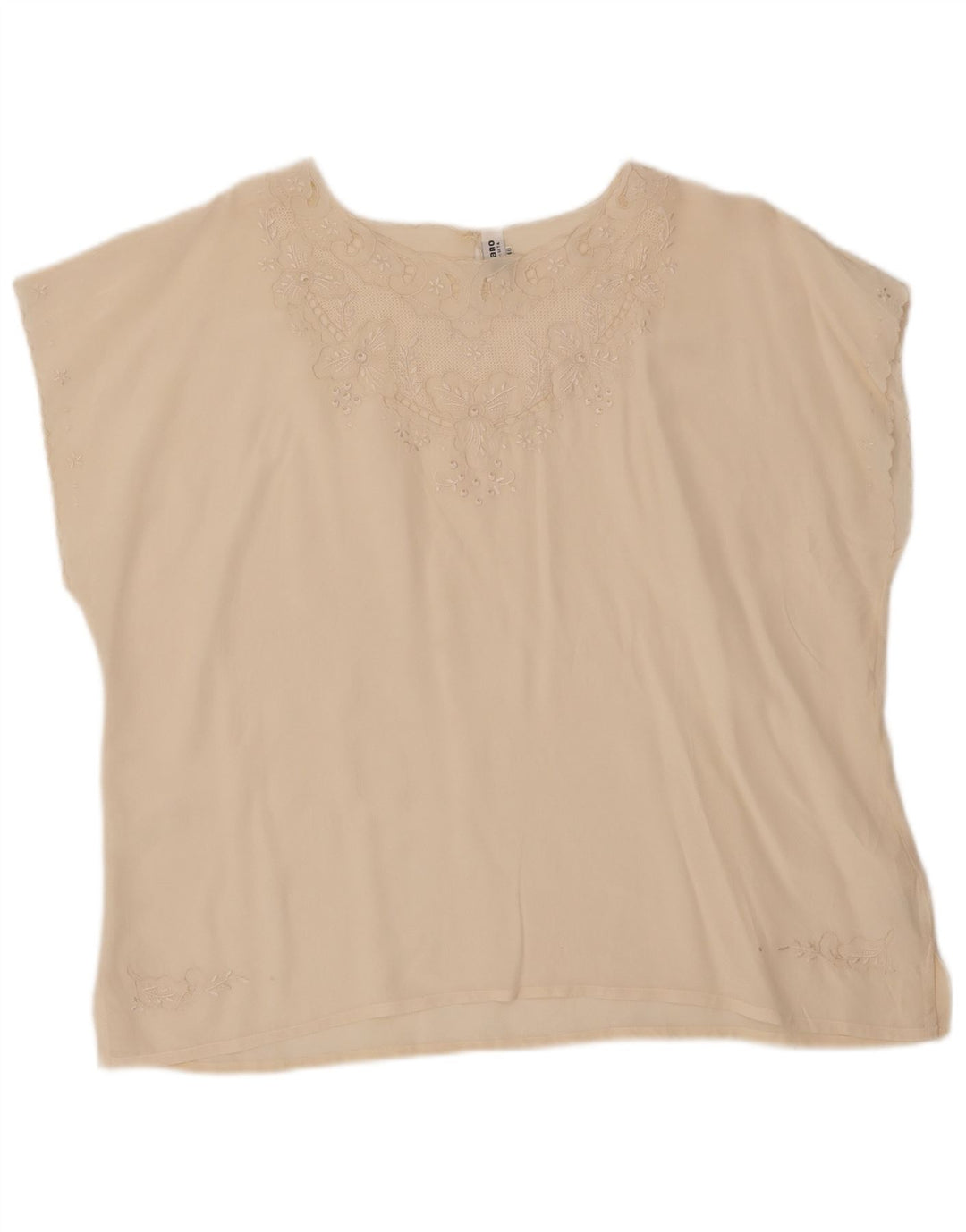 Vintage Dame bluse Top IT 48 XL Off White Silke