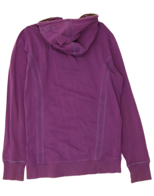 Napapijri Dame Hættetrøje Sweater UK 14 Stor Lilla Bomuld