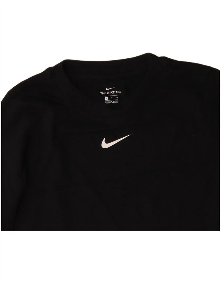 Nike Dame Crop Grafisk Top Langærmet UK 10 Small Black Bomuld
