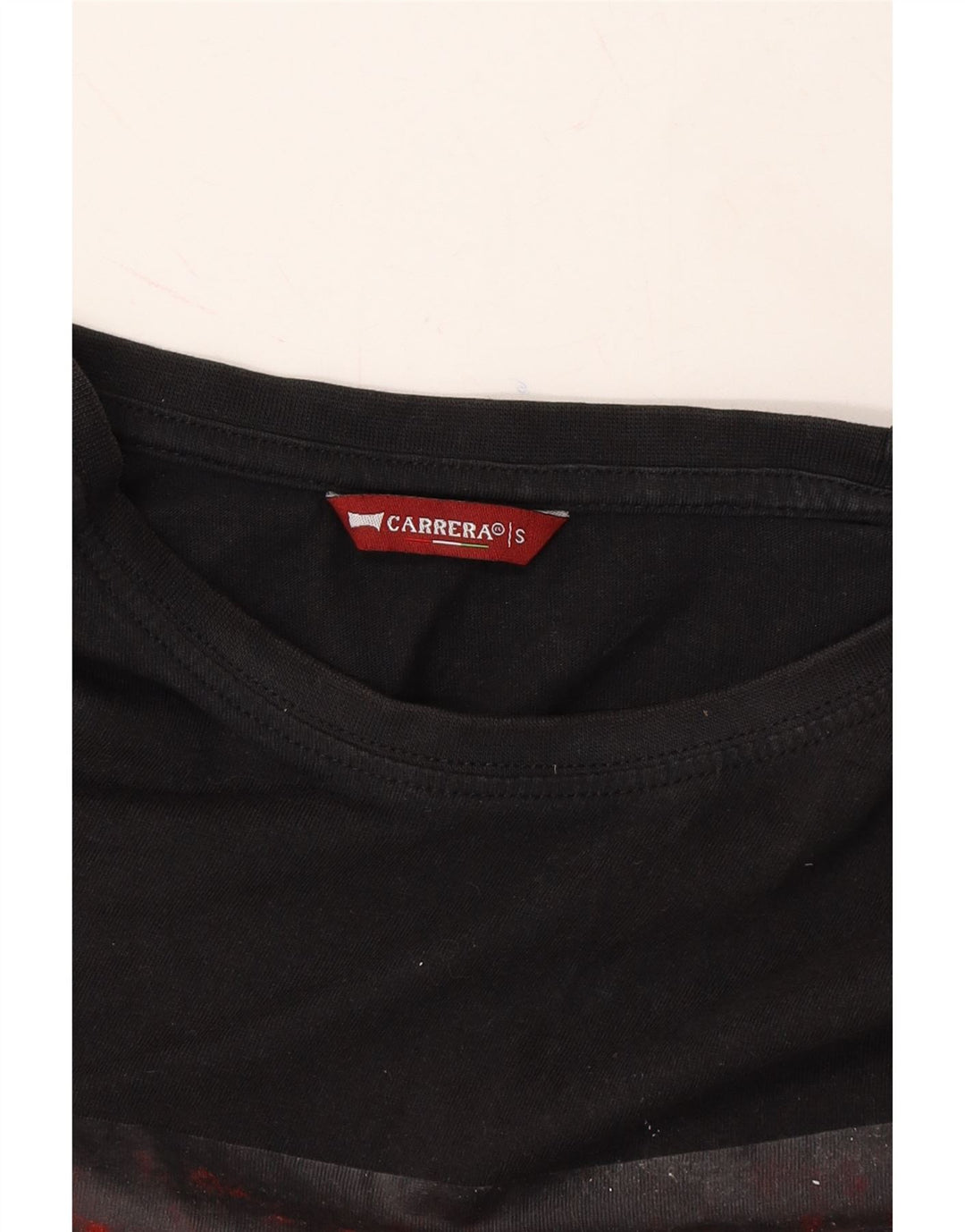 CARRERA Mens Graphic T-Shirt Top Small Black Cotton Vintage Carrera and Second-Hand Carrera from Messina Hembry 