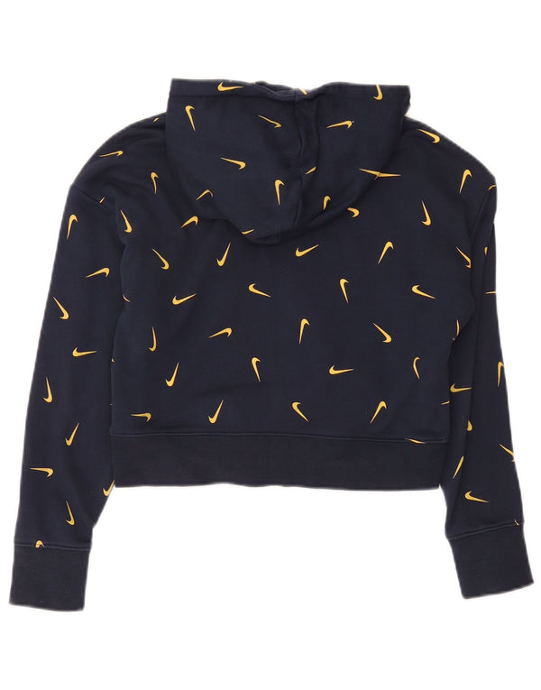 Nike piger grafisk crop hættetrøje trøje 13-14 år XL marineblå bomuld