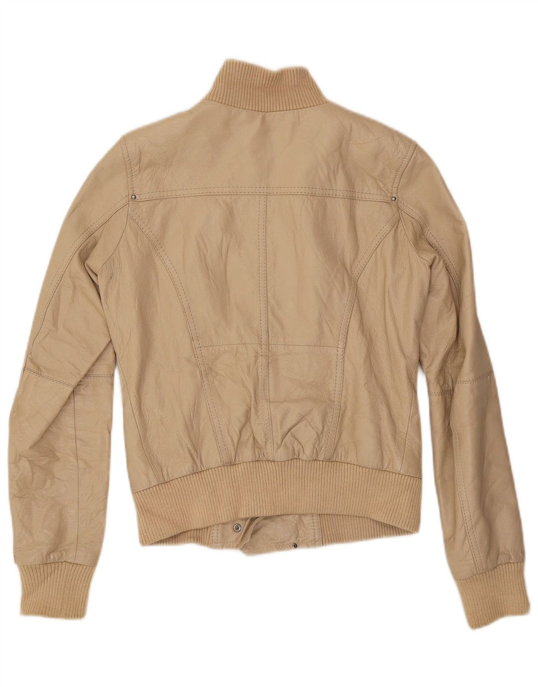 Vintage læderjakke til kvinder UK 10 Small Beige