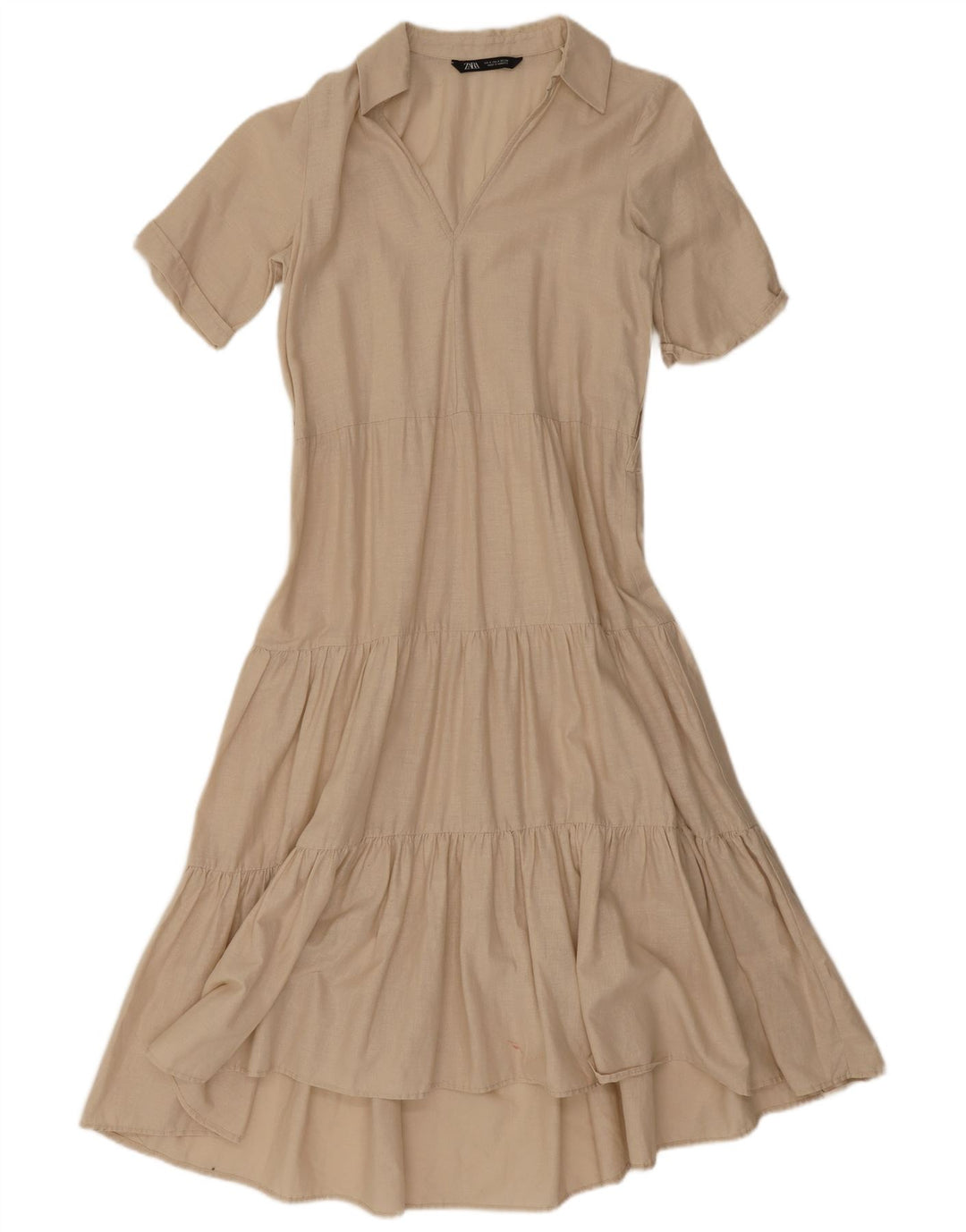 Zara Dame A-Line Kjole UK 10 Small Beige