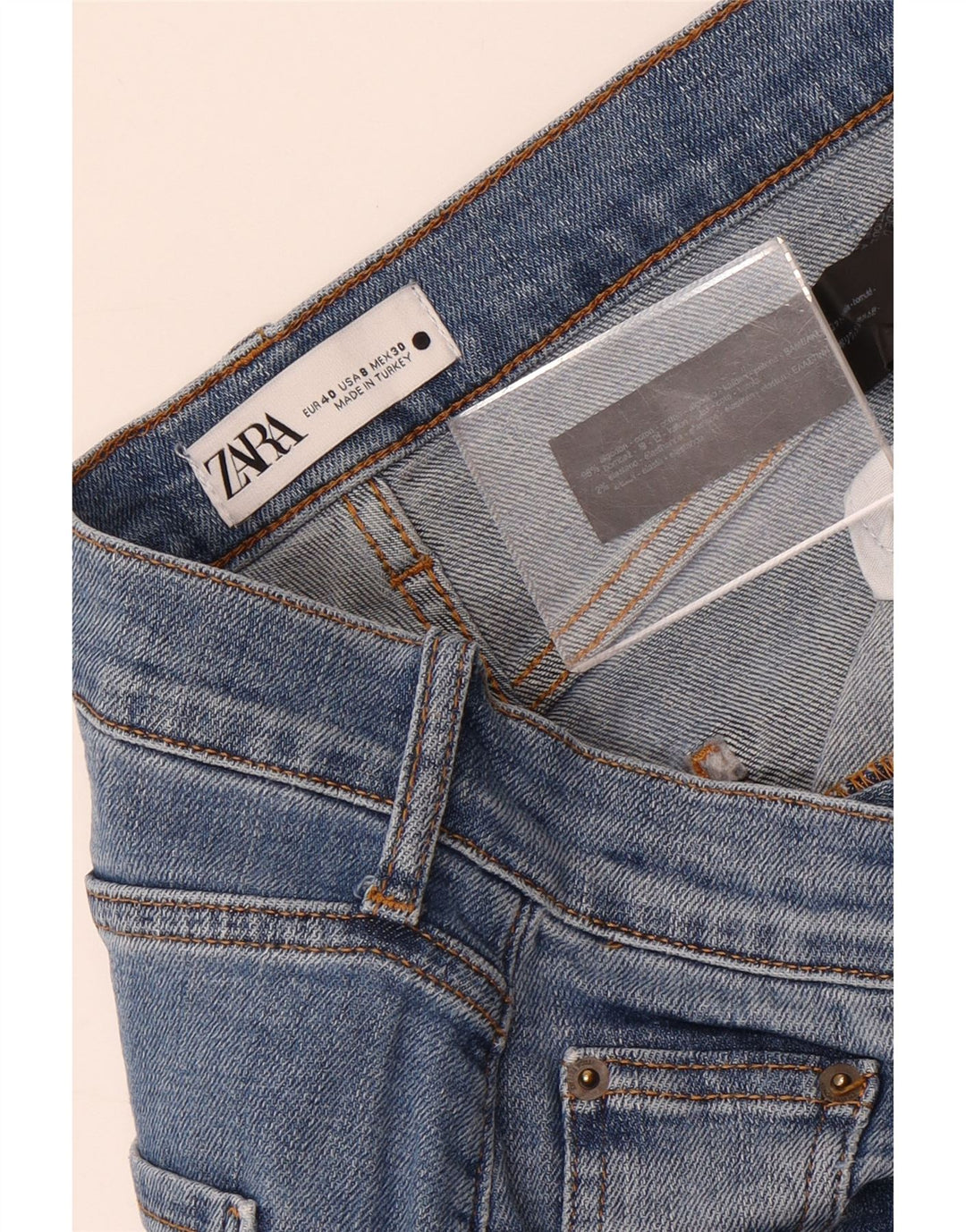 Zara Dame Straight Jeans EU 40 Medium W30 L27 Blå Bomuld