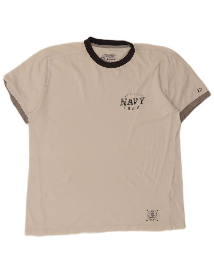 Champion Herre Grafisk T-Shirt Top XL Hvid Colourblock