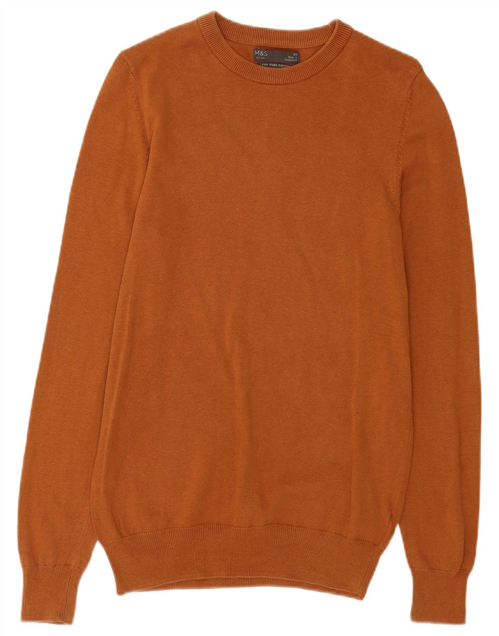 Marks & Spencer Herre sweater med rund hals XS Brun bomuld