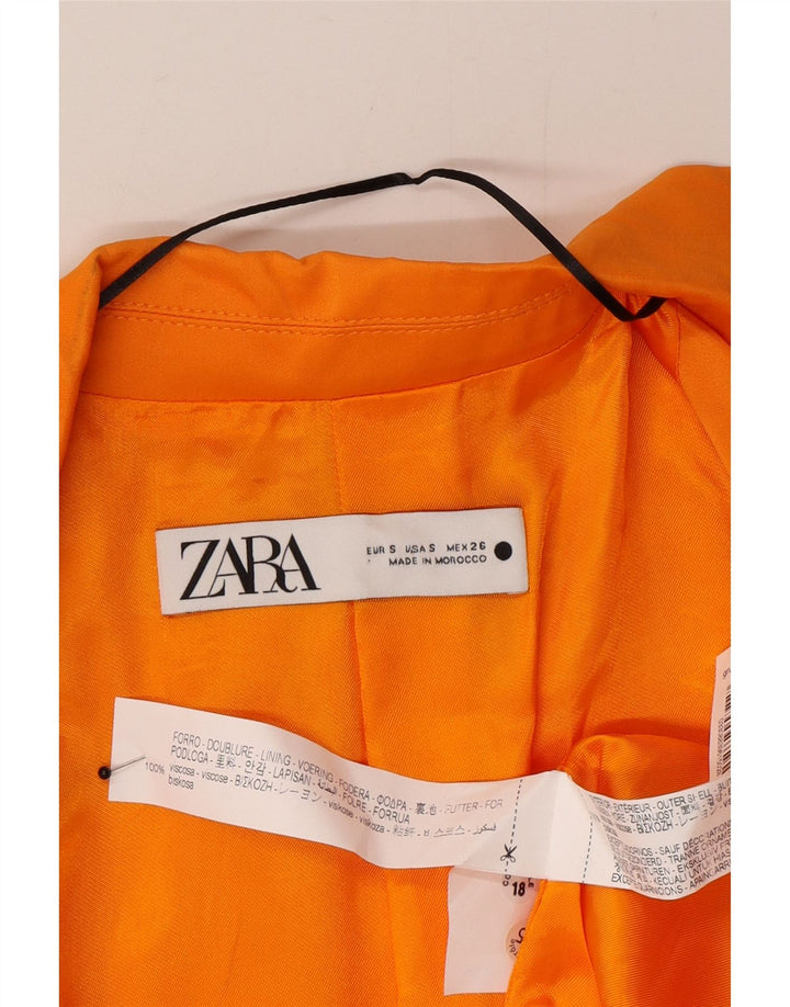 Zara Dame Oversized 2 Button Blazer Jacket UK 10 Small Orange Viscose